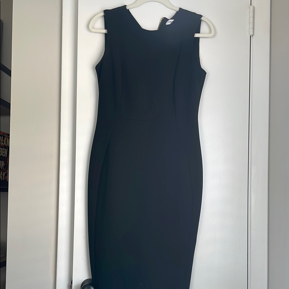Calvin Klein Black Crew Neck Sheath Dress